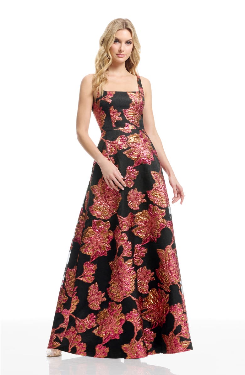Dress the Population Vienna Jacquard Sleeveless Gown, Alternate, color,