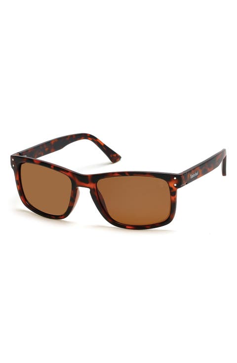 56mm Polarized Rectangular Sunglasses