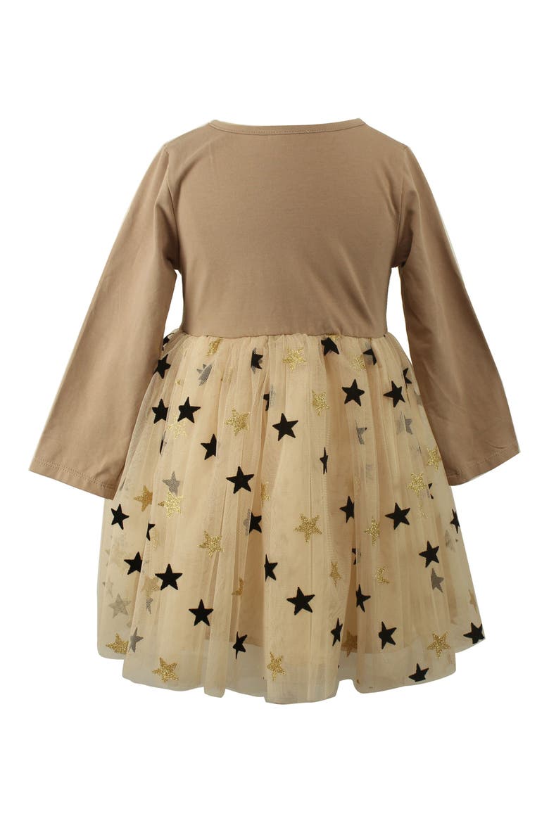Kids' Long Sleeve Check Party Dress, Alternate, color, BROWN