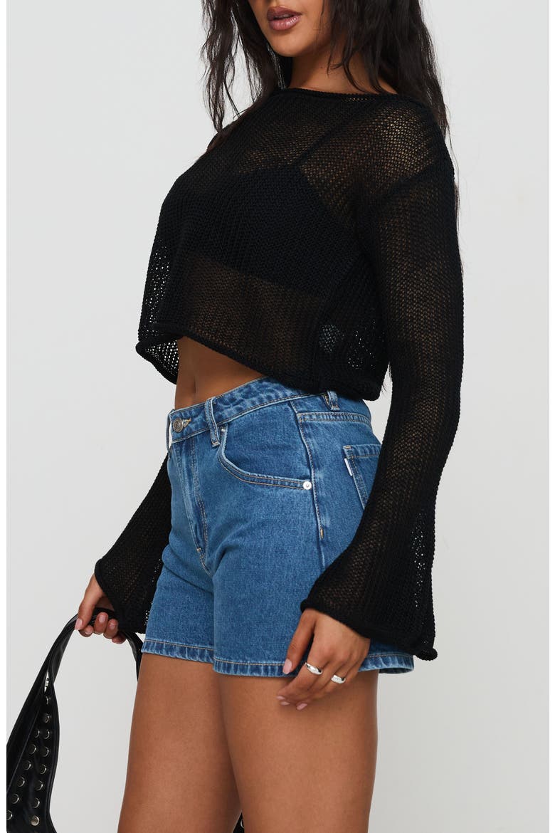 Cafe Pari Crop Sweater, Alternate, color, BLACK
