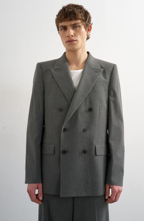 Pinstripe Double Breasted Sport Coat