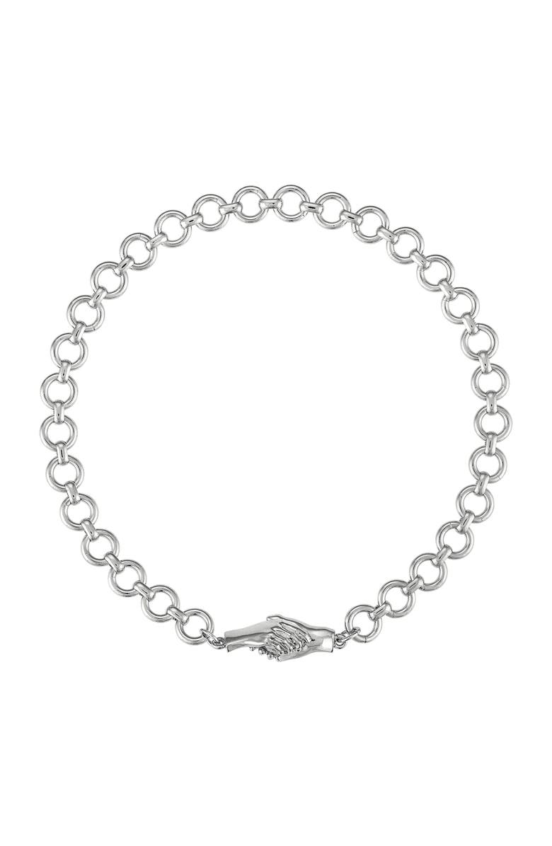 MLE Gentlewoman's Agreement Necklace, Main, color, Metallic Silver - 18"