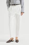 Brunello Cucinelli Stretch cotton cover slouchy trousers with monili