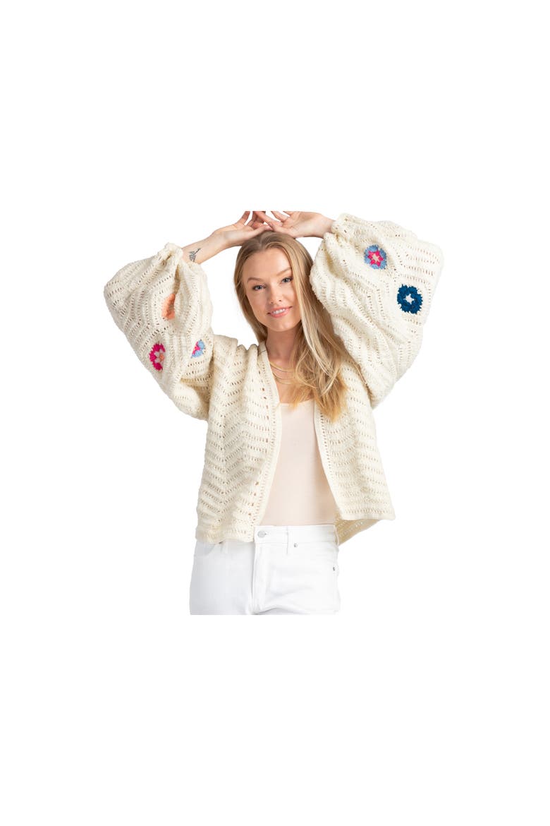 Floral Crochet Crop Cardigan, Alternate, color, WHITE