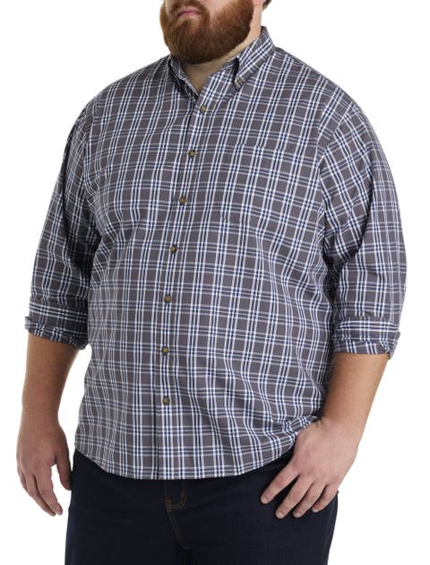 Big & Tall Easy-Care Small Plaid Sport Shirt