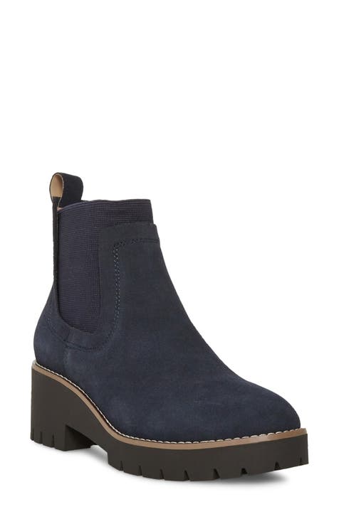 Navy blue flat booties shops