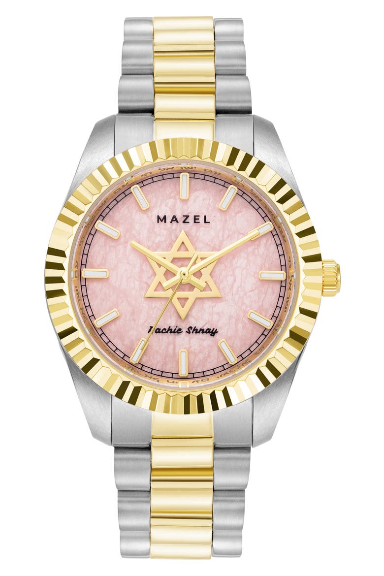 The Mazel Rose Quartz Two-Tone Bracelet Watch, 36mm, Main, color, ROSE QUARTZ