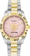 Rachie Shnay The Mazel Rose Quartz Two-Tone Bracelet Watch, 36mm