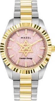 Rachie Shnay The Mazel Rose Quartz Two-Tone Bracelet Watch, 36mm