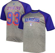 FANATICS Men's Fanatics Branded Mika Zibanejad Heather Gray/Blue New York Rangers Big & Tall Contrast Raglan Name & Number T-Shirt