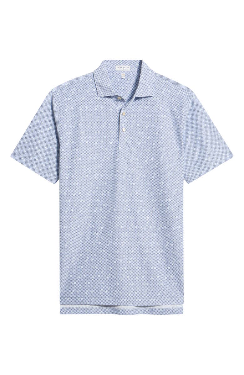 Peter Millar Santiago Geo Print Performance Piqué Golf Polo, Alternate, color, White/ Sport Navy