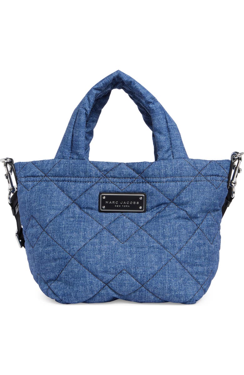 Marc Jacobs Denim Effect Quilted Mini Tote Bag, Main, color, Denim Blue