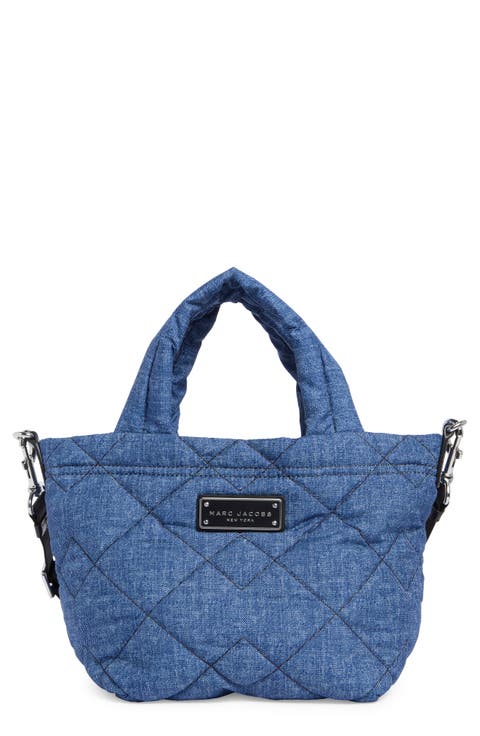 Denim Effect Quilted Mini Tote Bag