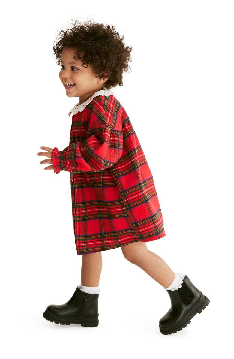 NEXT Kids' Plaid Long Sleeve Lace Collar Dress, Alternate, color, 