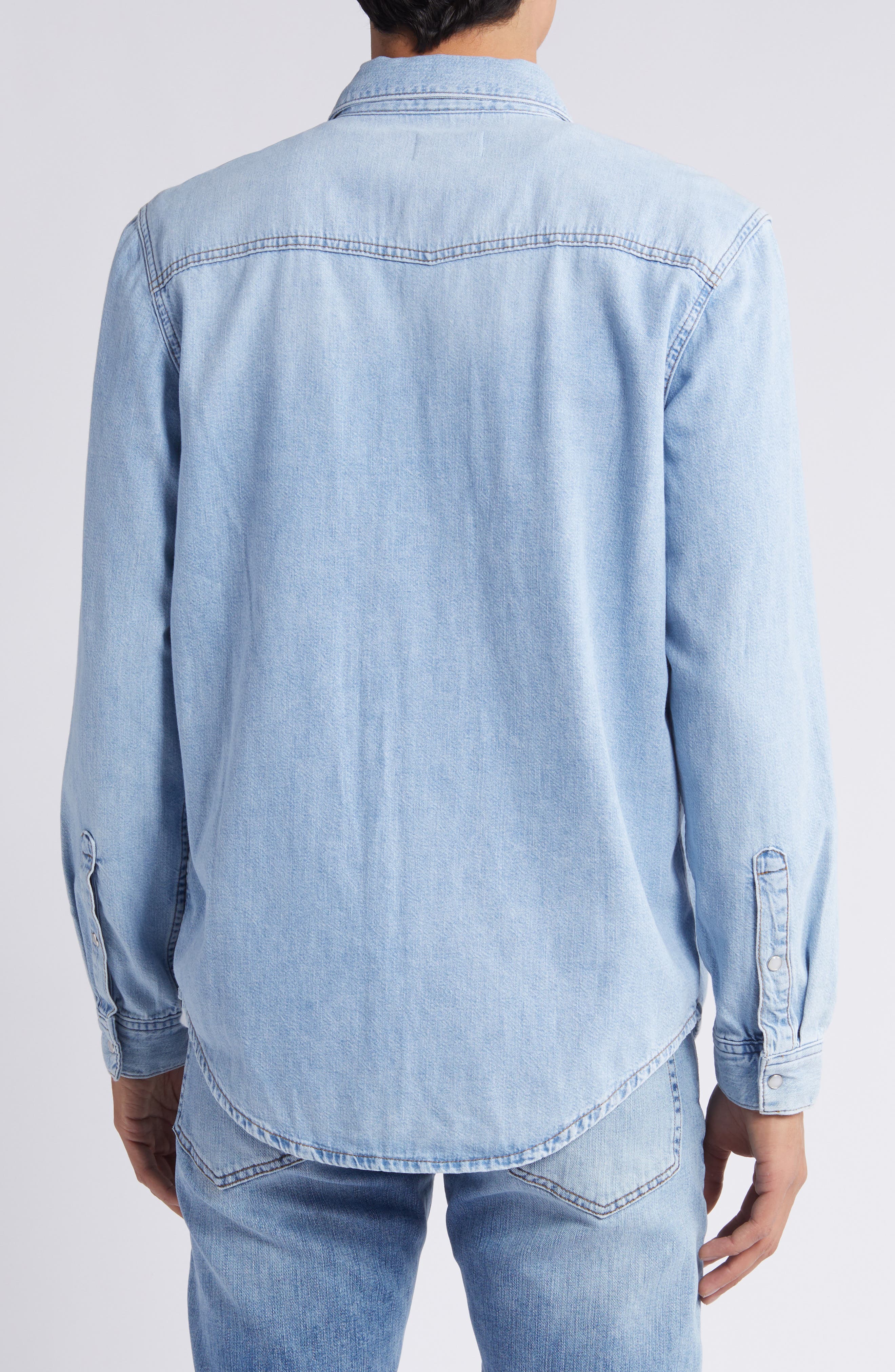 FRAME Western Denim Snap-Up Shirt (Men) | Nordstromrack