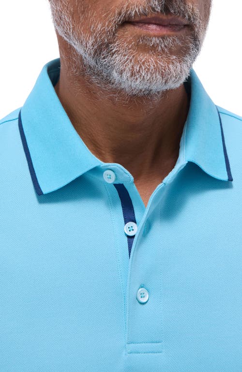 Bugatchi Tipped Piqué Polo In Turquoise