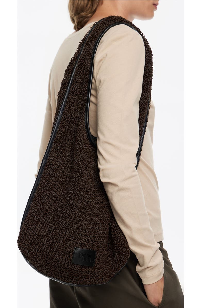 Bimba y Lola Plaited Paper Shoulder Bag, Alternate, color, Chocolate