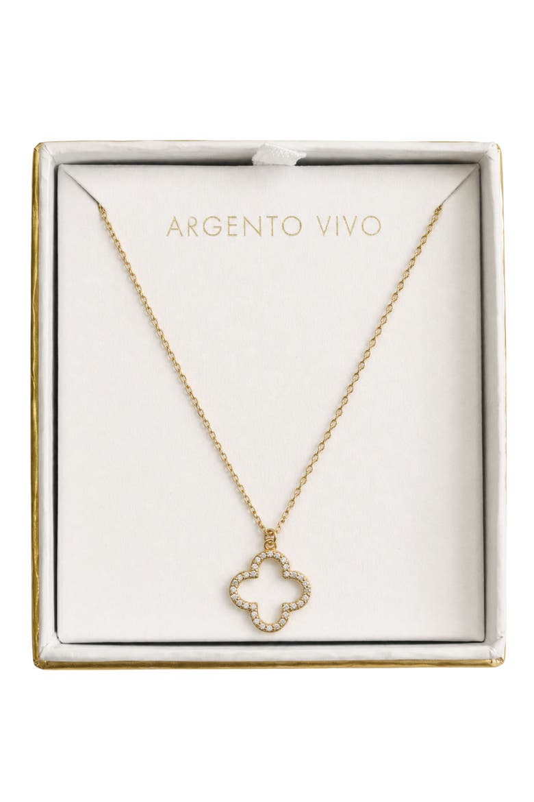 Cubic Zirconia Open Clover Pendant Necklace, Alternate, color, GOLD