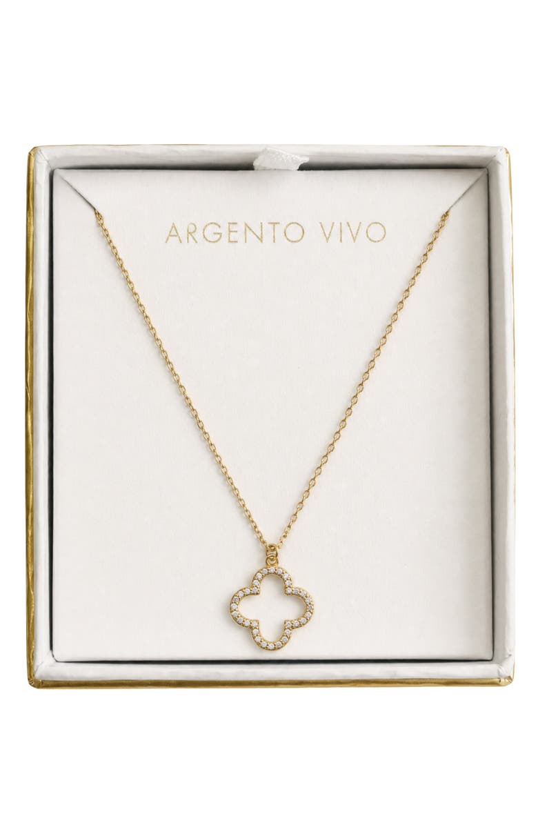 Argento Vivo Sterling Silver Cubic Zirconia Open Clover Pendant Necklace, Alternate, color, Gold