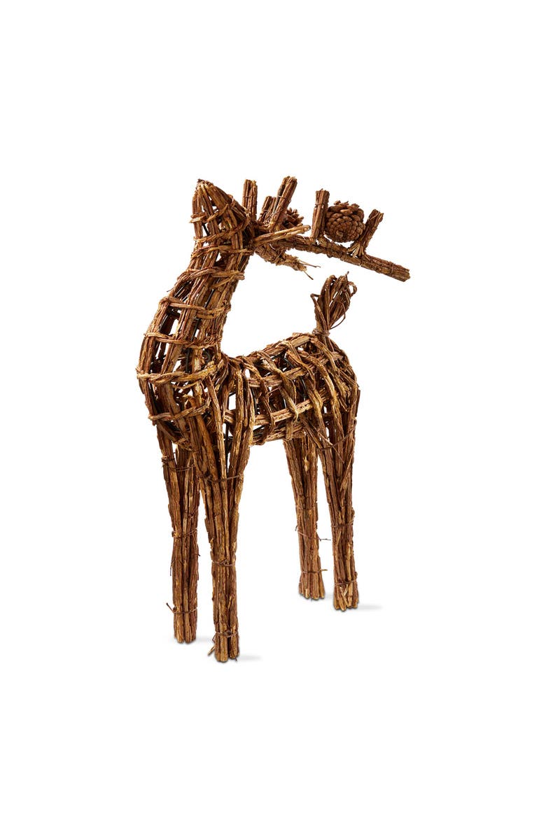 tag Vine Reindeer Decor Natural Wood Holiday Animal Statue, Main, color, Beige
