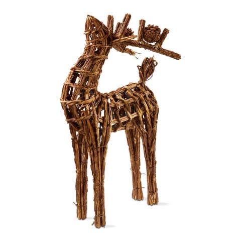 Vine Reindeer Decor Natural Wood Holiday Animal Statue