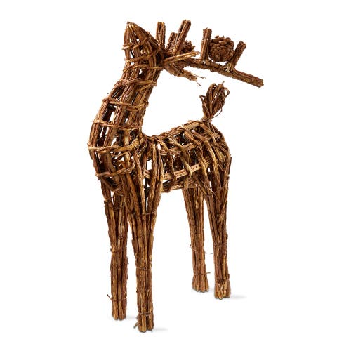 Tag Vine Reindeer Decor Natural Wood Holiday Animal Statue In Brown