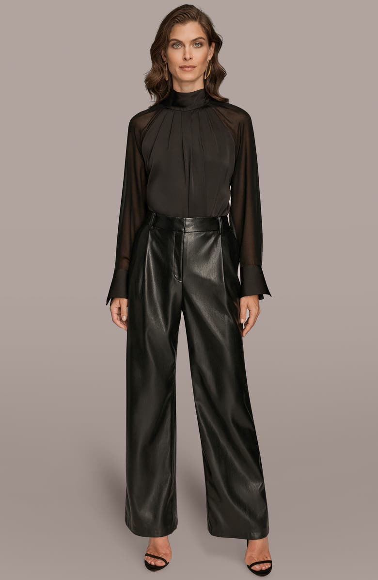 Donna Karan New York Faux Leather Straight Leg Pants, Alternate, color, Black