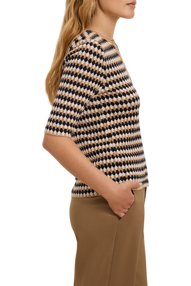 Angled Stretch Cotton Jacquard Sweater, Alternate, color, NEUTRAL MULTI
