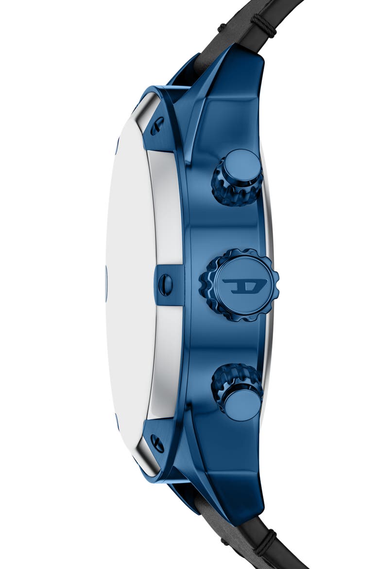 Spiked Blue Chronograph Leather Strap Watch, 49mm, Alternate, color, BLUE