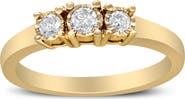 Haus of Brilliance 14K Yellow Gold Plated Silver 1/4 Cttw Diamond 3 Stone Illusion Plate Ring