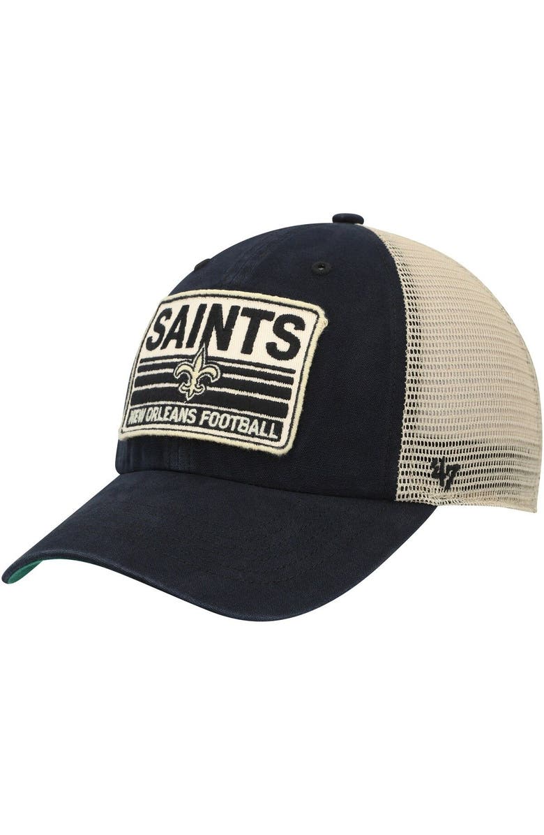 '47 Men's '47 Black/Natural New Orleans Saints Four Stroke Clean Up Snapback Hat, Main, color, 