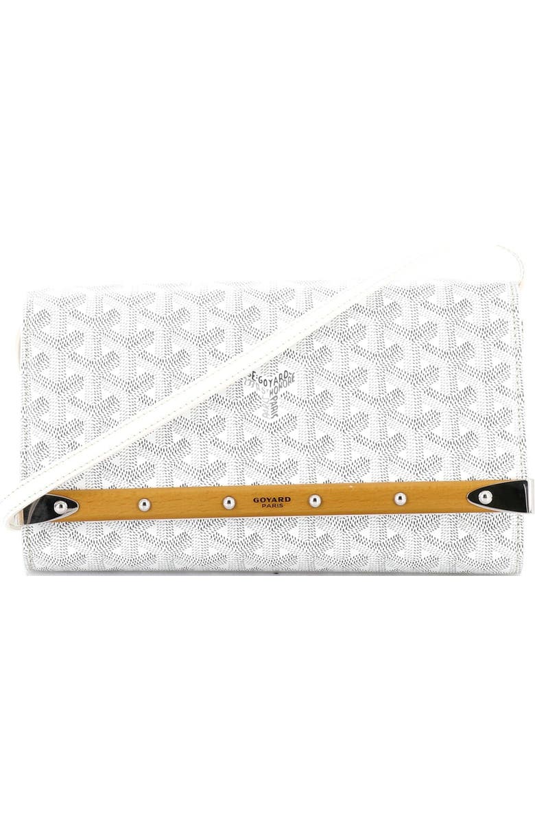Pre-Owned Goyard Monte Carlo Clutch with Strap Coated Canvas PM, Main, color, White