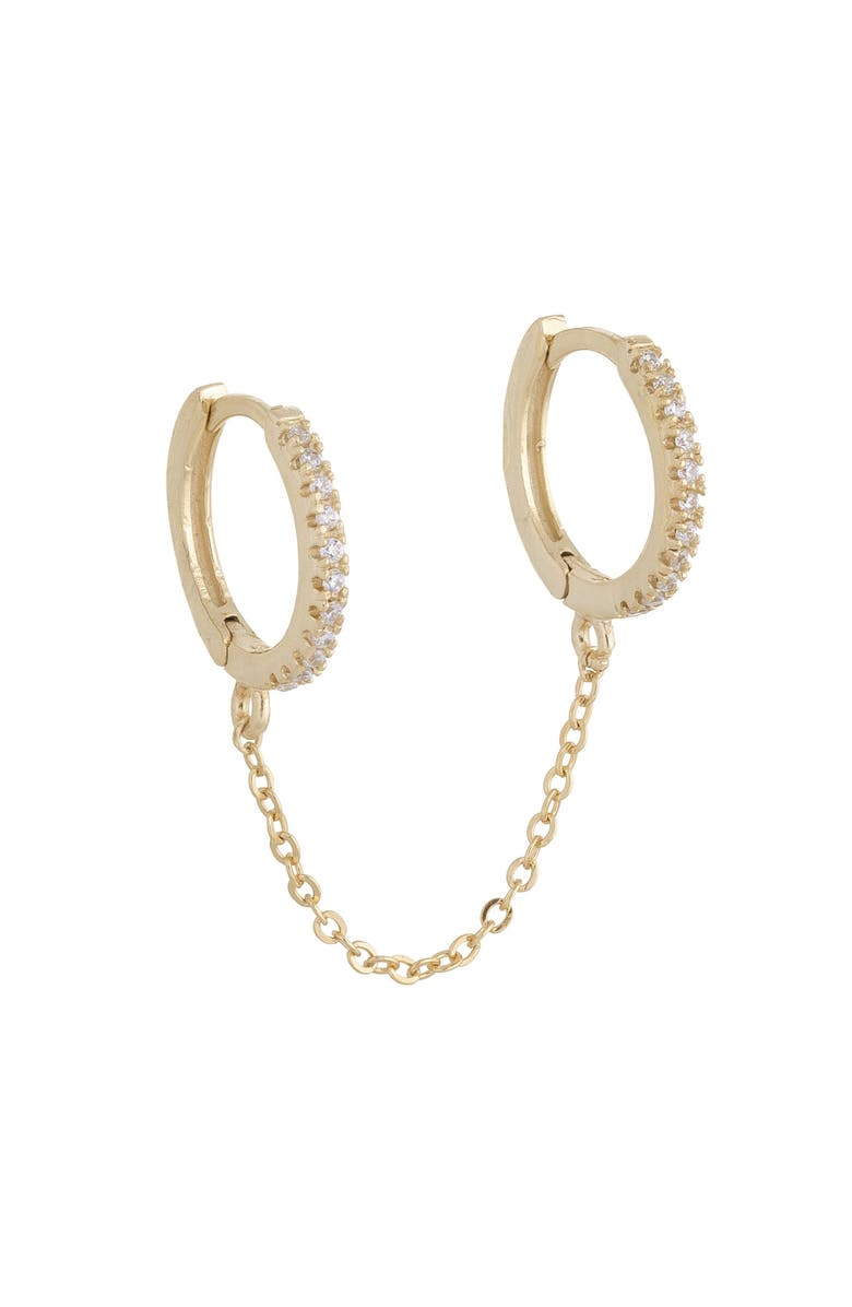 BY ADINA EDEN CZ Double Huggie Chain Earring, Main, color, Gold