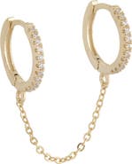 BY ADINA EDEN CZ Double Huggie Chain Earring