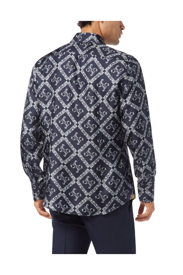 Silk Gold Cut Shirt Bb Monogram Men, Alternate, color, navy