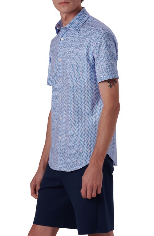 Bugatchi Miles Ooohcotton® Geo Print Short Sleeve Button-up Shirt