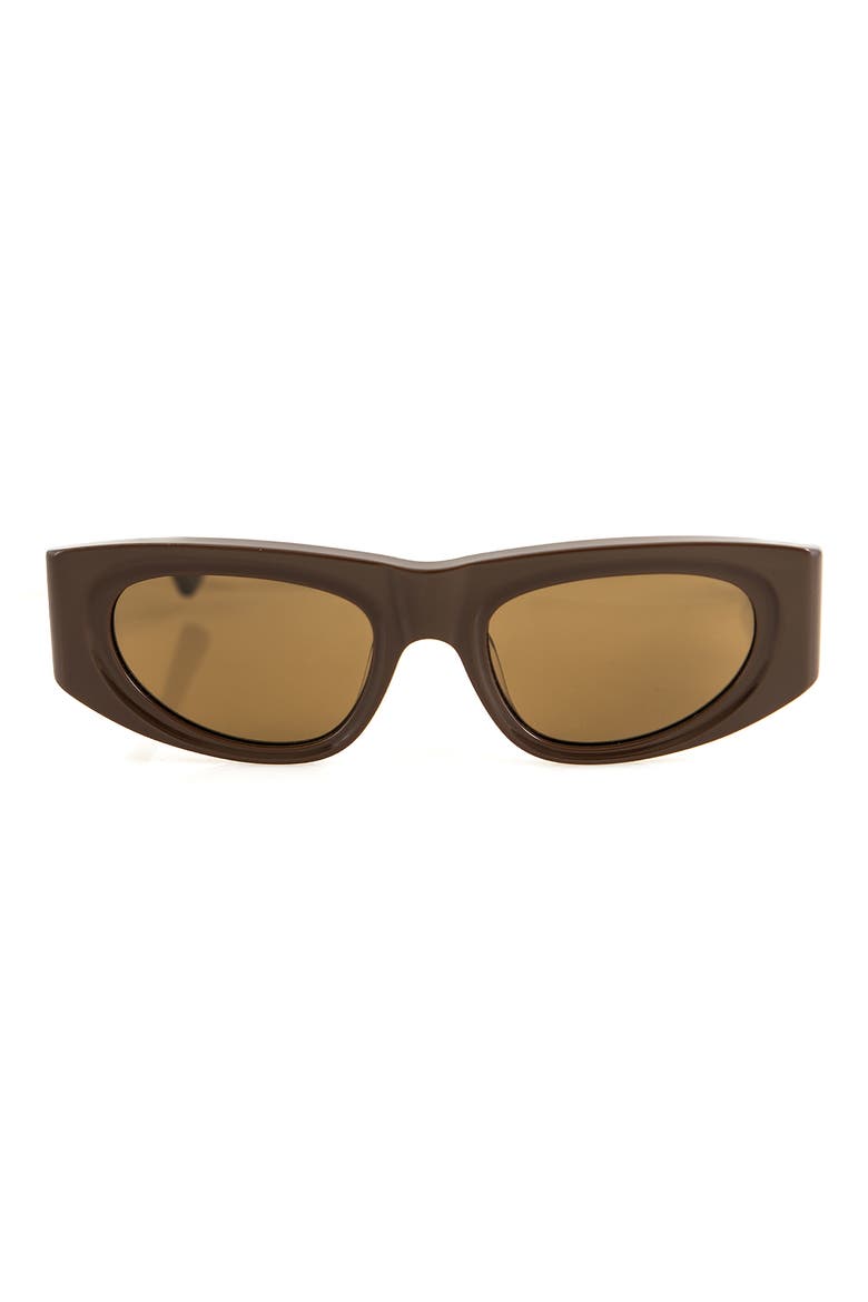 Valentina 55mm Polarized Oval Sunglasses, Main, color, BROWN