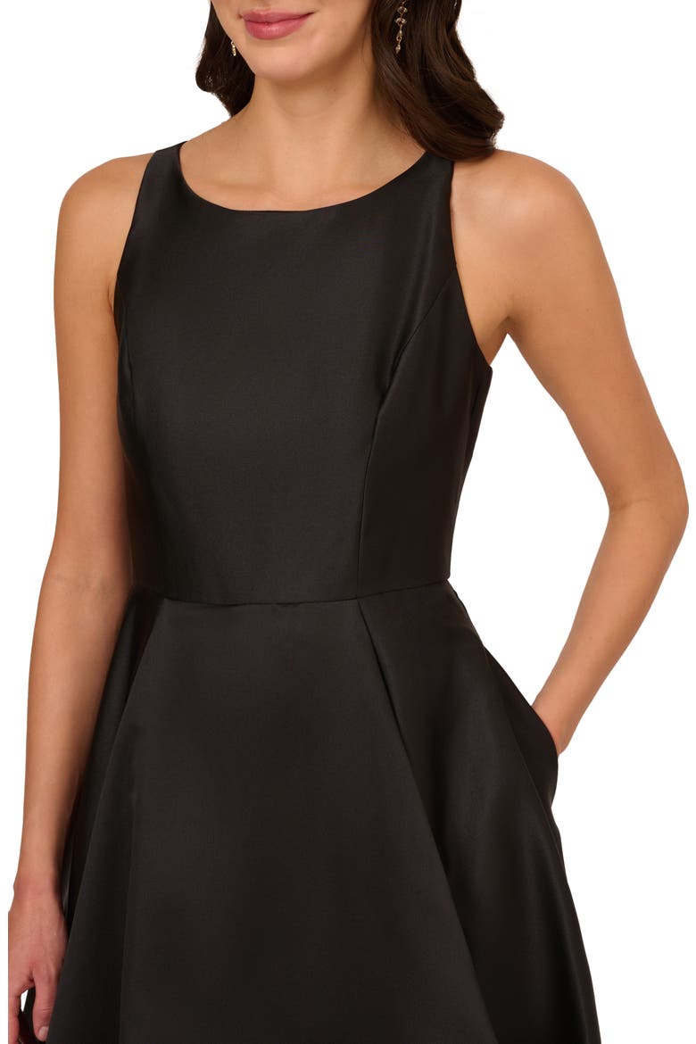 Mikado High/Low Sleeveless Gown, Alternate, color, BLACK