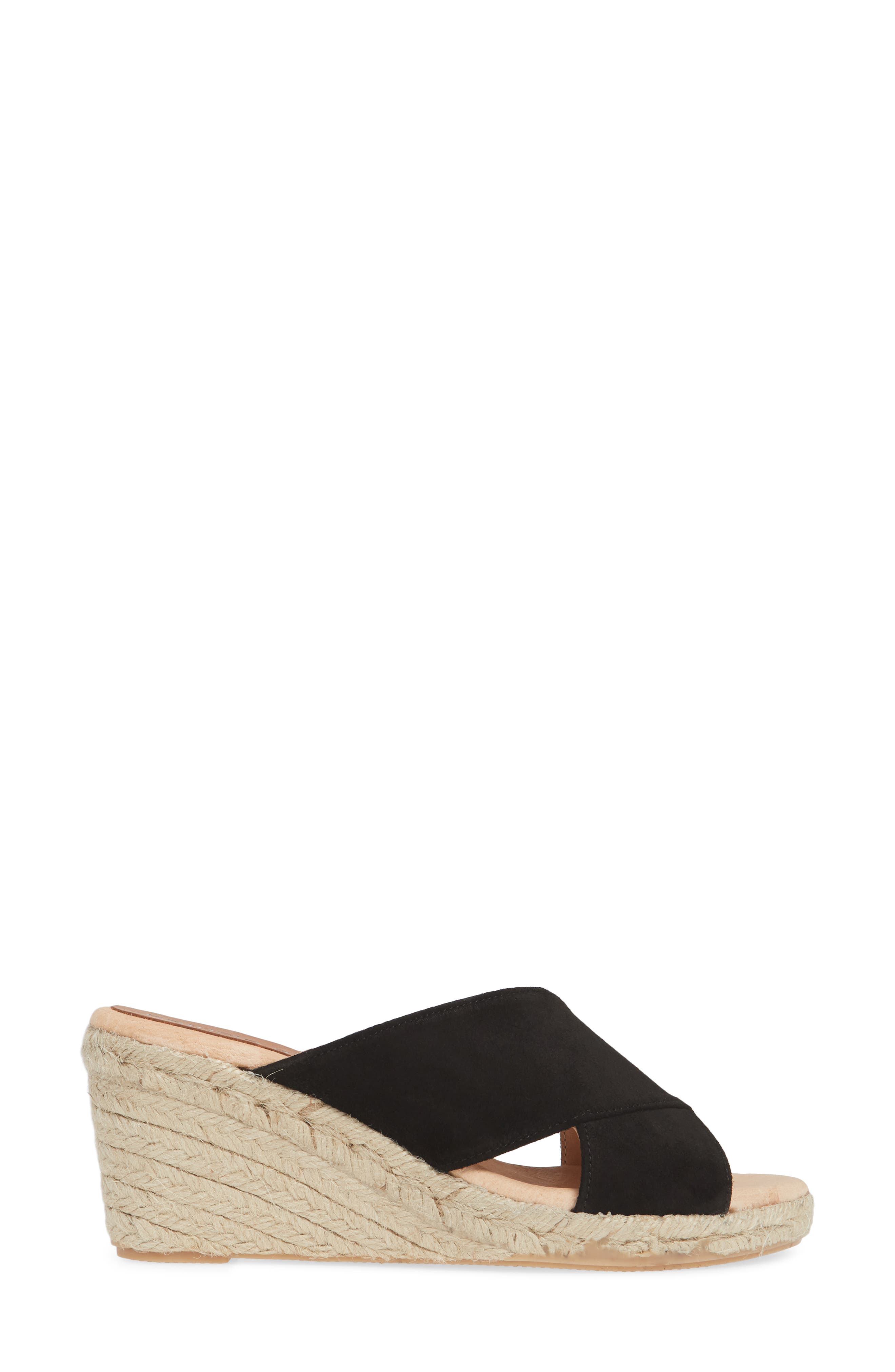 Annabelle Espadrille Wedge Slide Sandal, Alternate, color, BLACK SUEDE