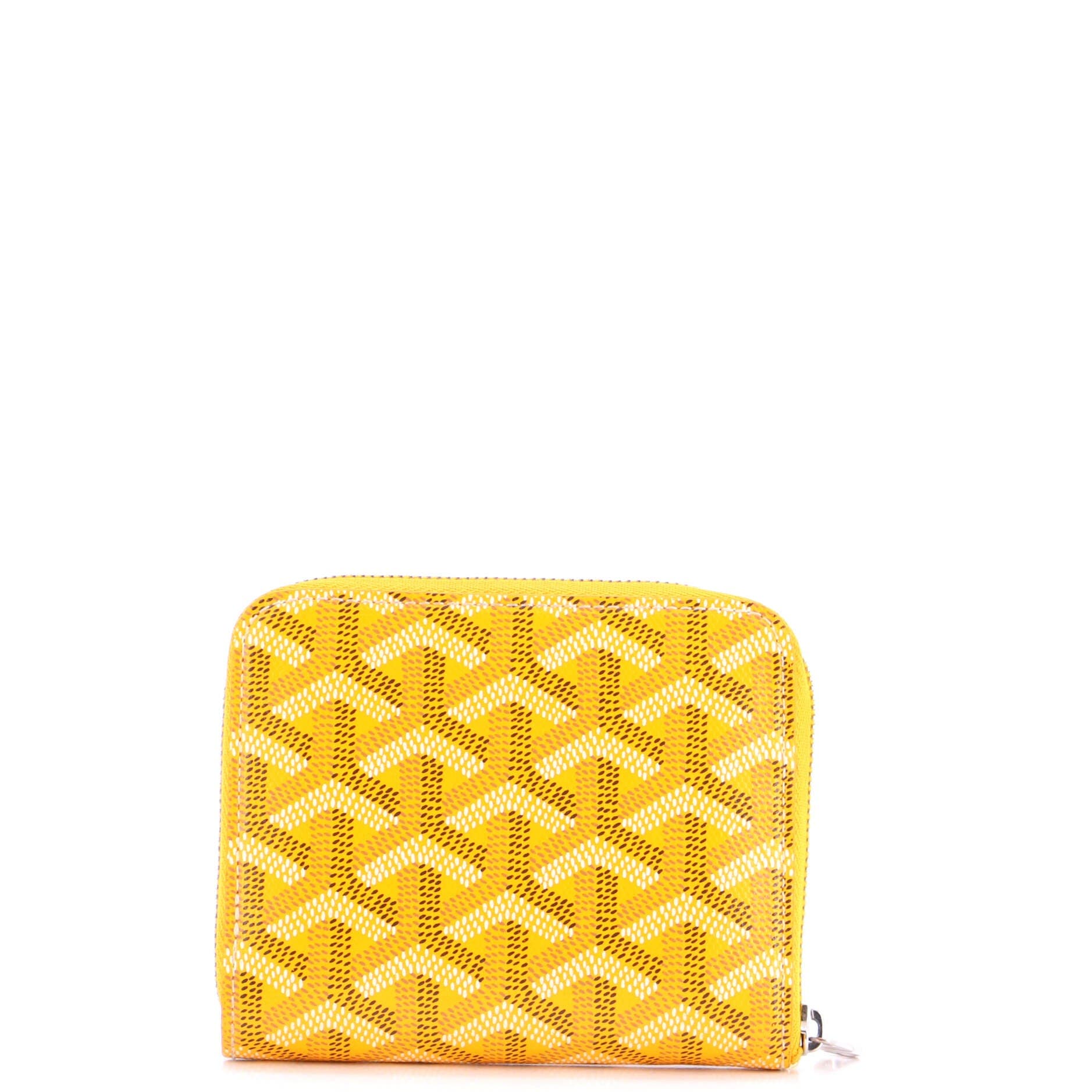 Pre-Owned Goyard Zip Wallet Coated Canvas Compact, Alternate, color, Yellow