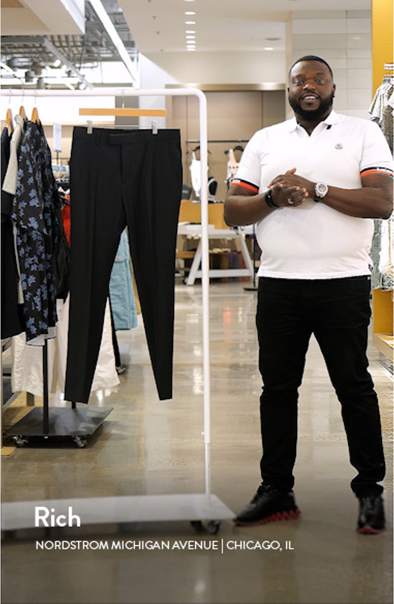 Solid Slim Fit Wool Blend Trousers, sales video thumbnail