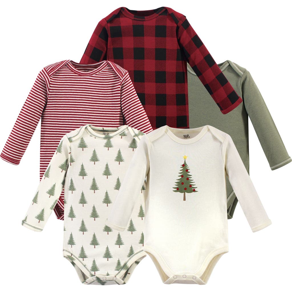 Touched By Nature Organic Cotton Long-sleeve Bodysuits In Multi