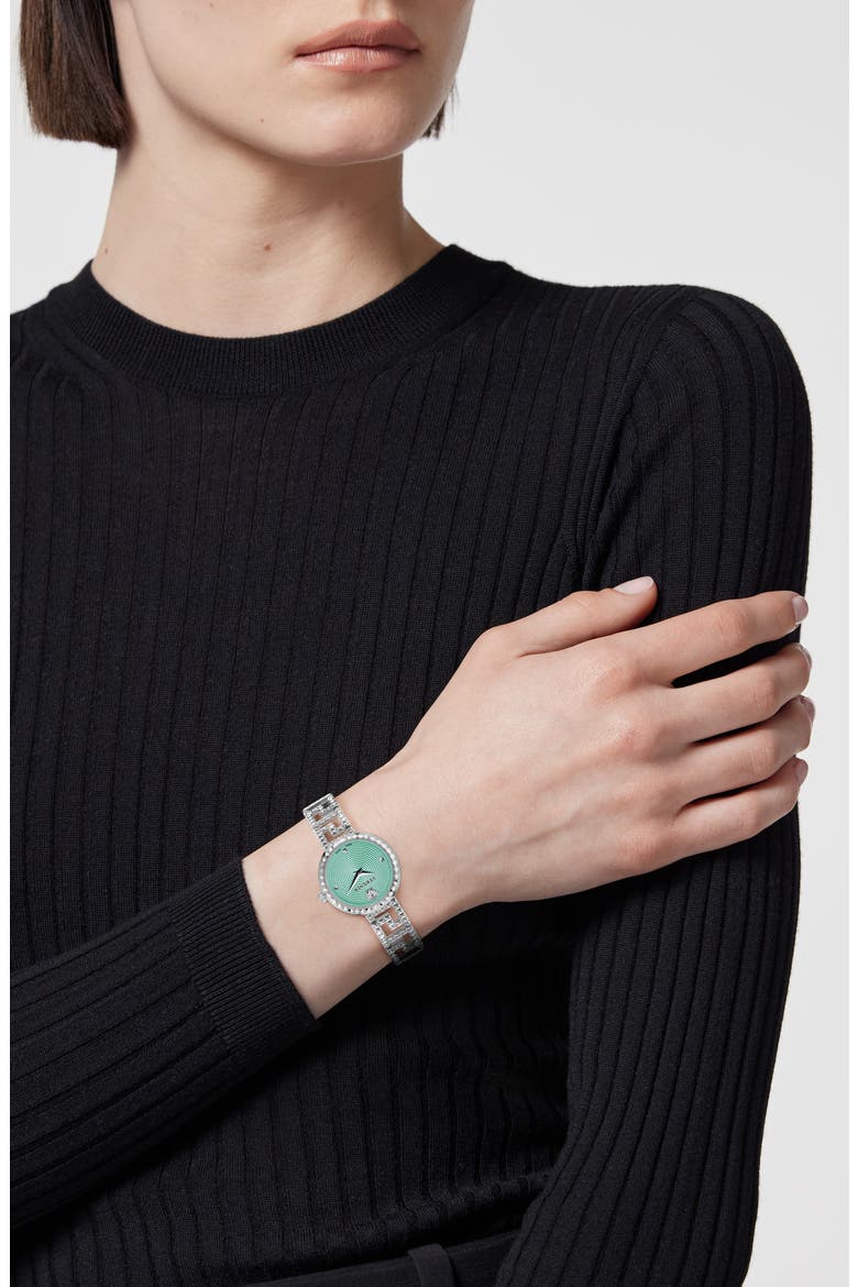 Greca Goddess Bracelet Watch, 28mm, Alternate, color, STAINLESS STEEL