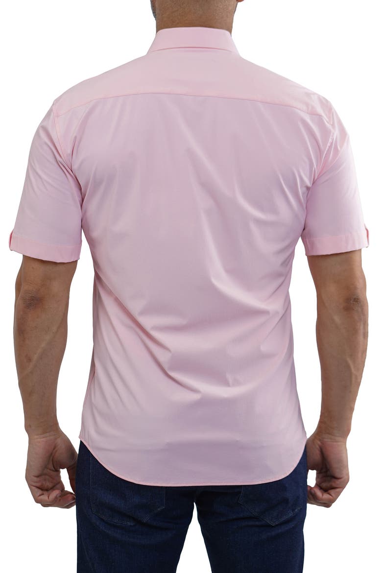 Galileo Stretchcore Short Sleeve Performance Button-Up Shirt, Alternate, color, PINK