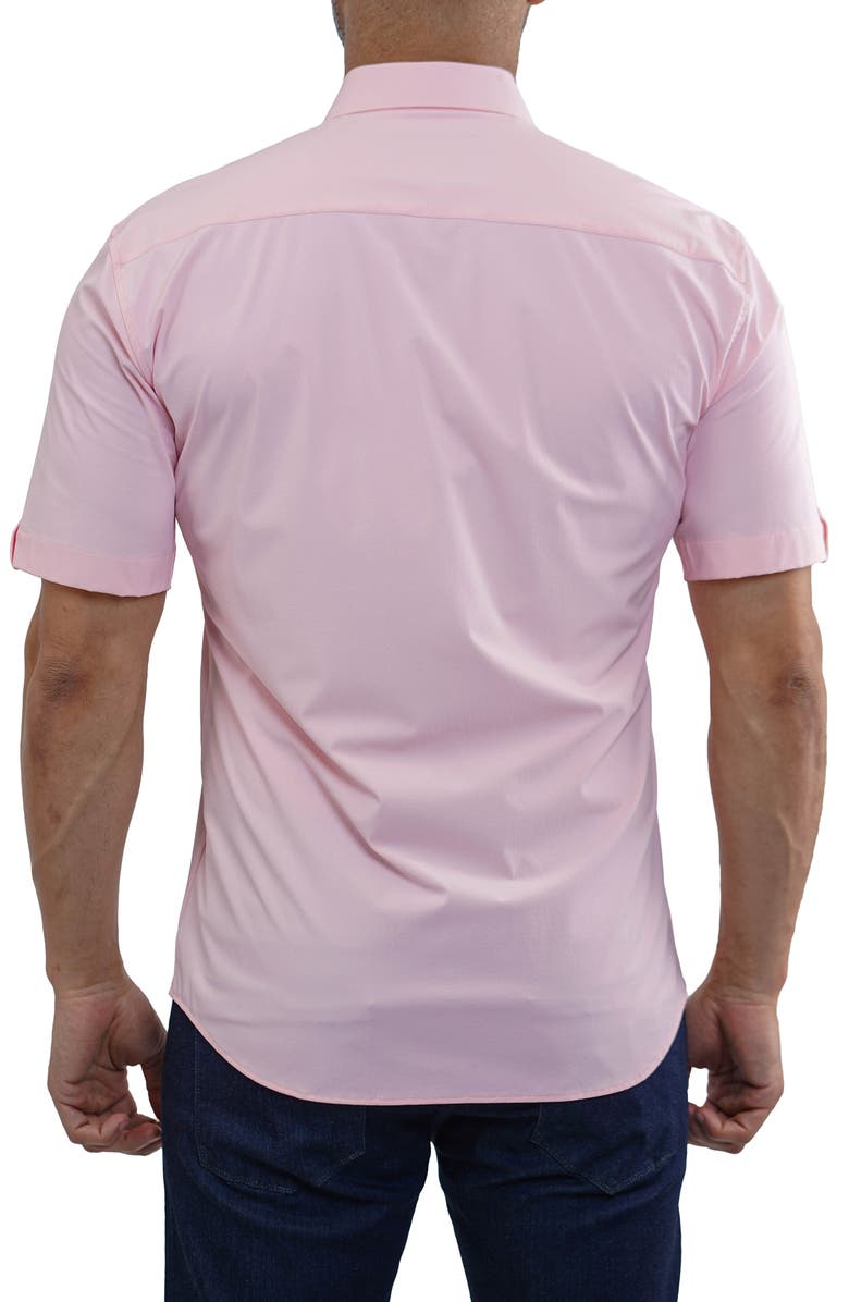 Maceoo Galileo Stretchcore Short Sleeve Performance Button-Up Shirt, Alternate, color, Pink