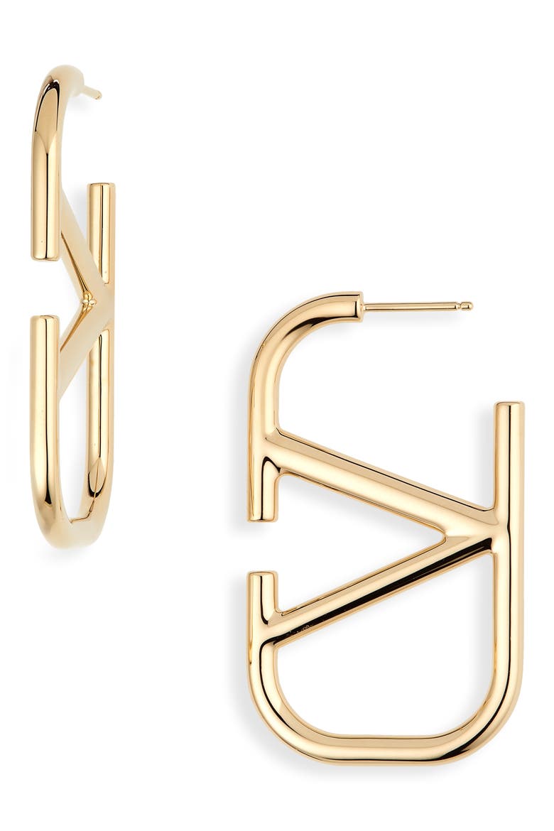 VLOGO Huggie Earrings, Main, color, ORO 18