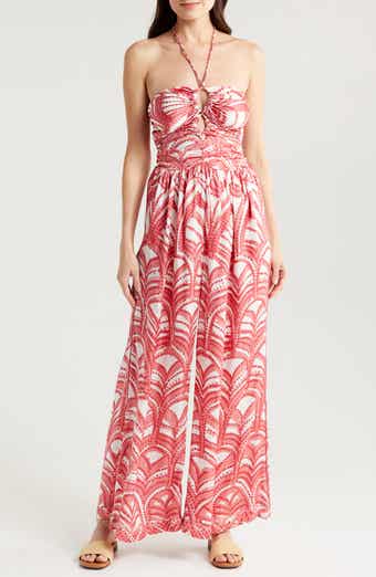 Claudia Wide Leg Halter Cover-Up Jumpsuit