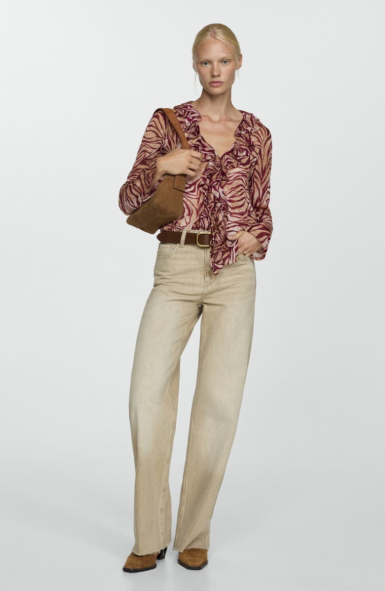 MANGO Ruffles Print Top, Alternate, color, 