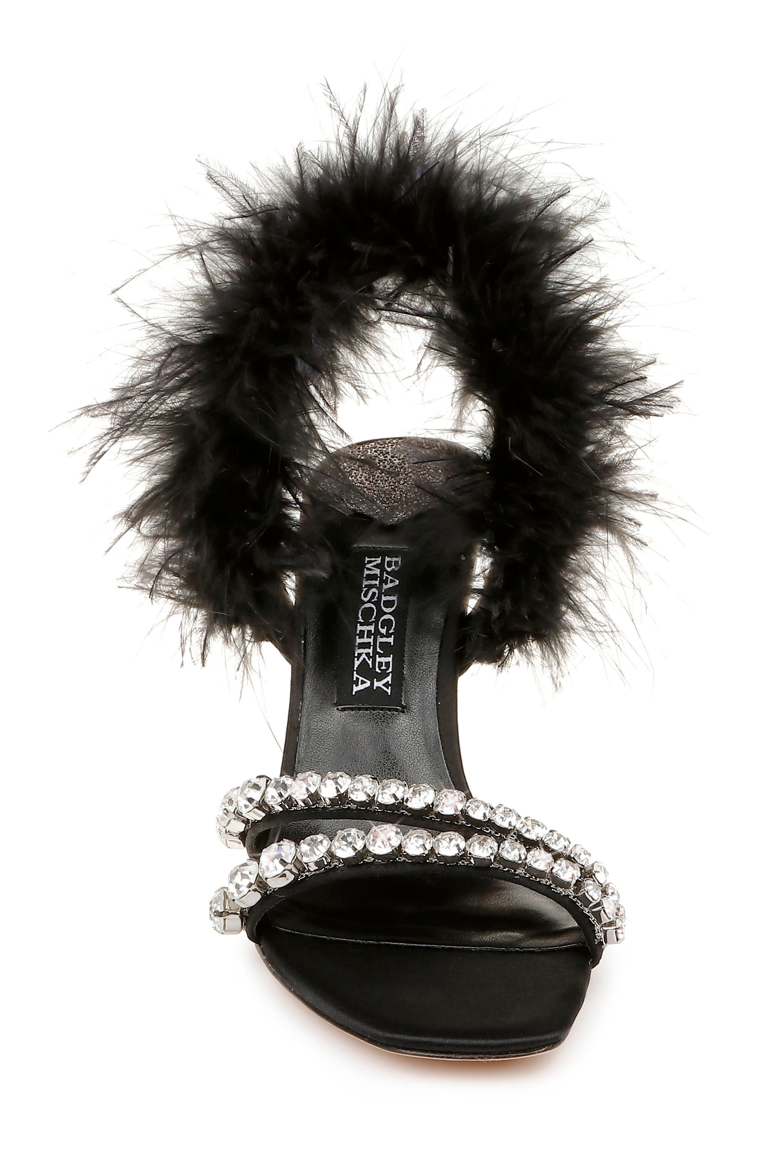 Badgley Mischka Collection Harley Feather Embellished Sandal, Alternate, color, 
