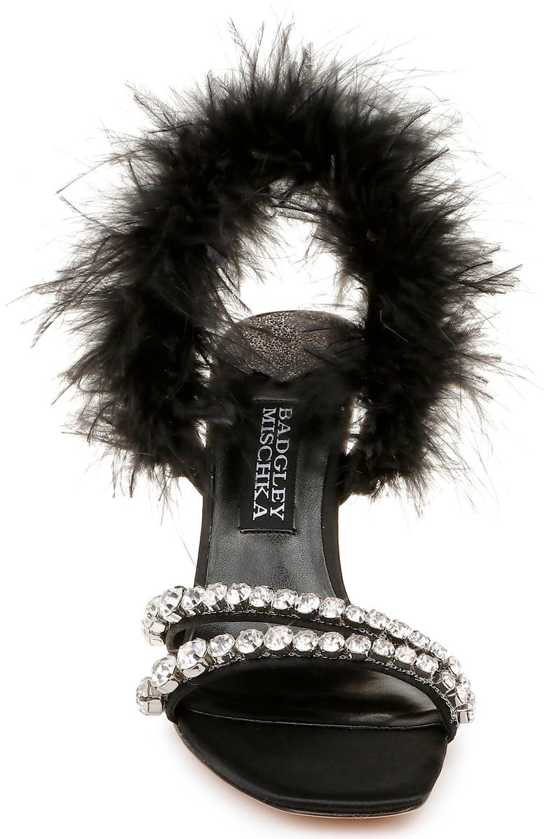 Badgley Mischka Collection Harley Feather Embellished Sandal, Alternate, color,